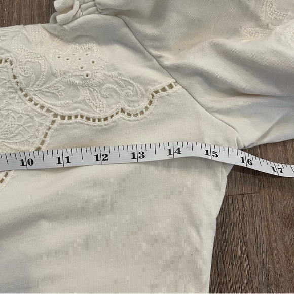 Express Embroidered Square Neck Puff Sleeve Top Women’s Small Ivory Cottagecore - Picture 9 of 11